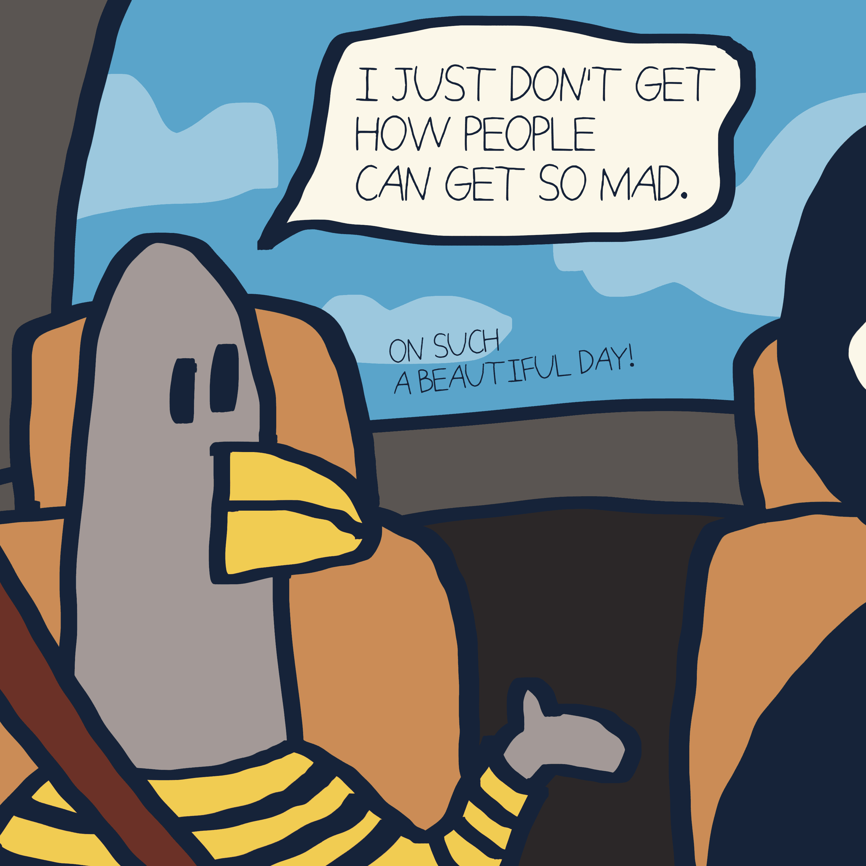 I AM NOT ANGRY TYPE. — Morris and Kolkadaks four-panel comic 4