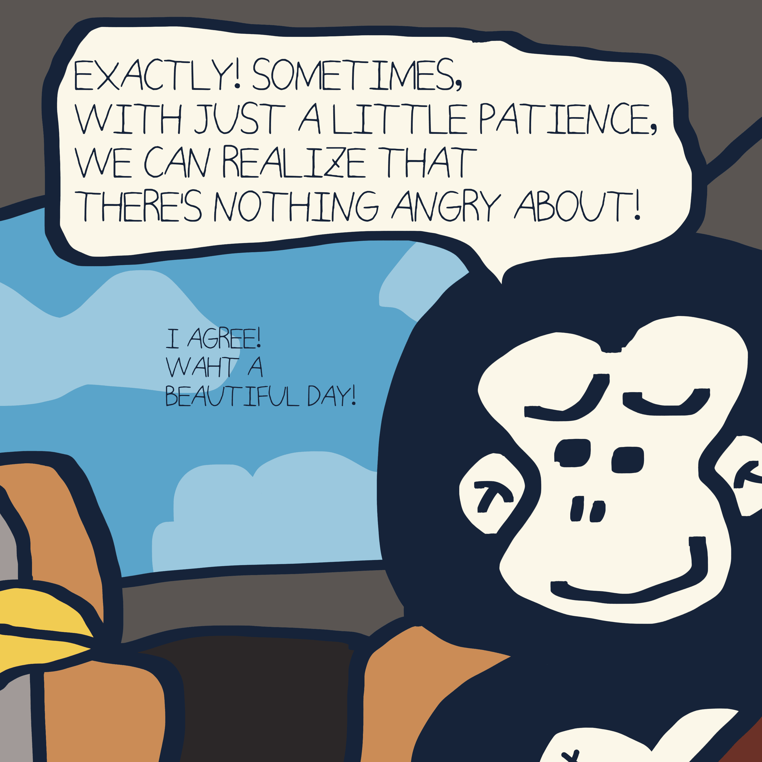 I AM NOT ANGRY TYPE. — Morris and Kolkadaks four-panel comic 5